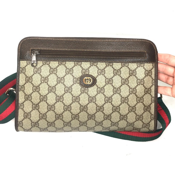 Authentic Gucci brown monogram coated canvas crossbody bag clutch - Picture 6 of 16